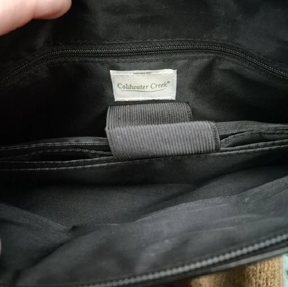 NWT Coldwater Creek Black Woven Laptop Computer Faux Croc Tote Bag